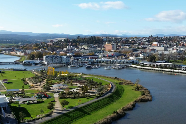 Tasmania harbour panoramic view